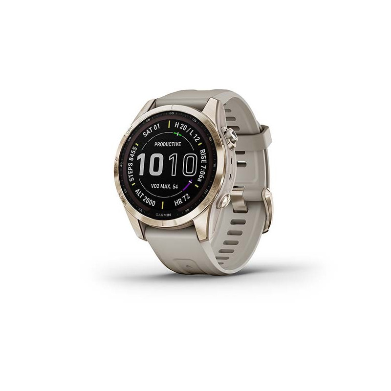 Garmin fēnix® 7S – Sapphire Solar Edition, Schiefergraues DLC-Titan mit schwarzem Armband