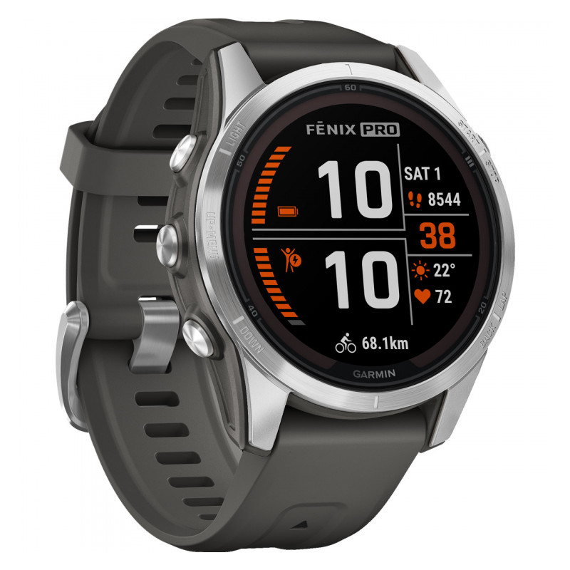 Garmin fenix 7S Pro Solar, Glass, SS w/Graphite band