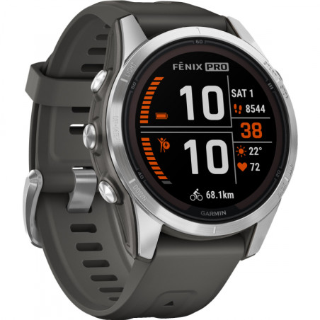 Garmin fenix 7S Pro Solar, Glass, SS w/Graphite band