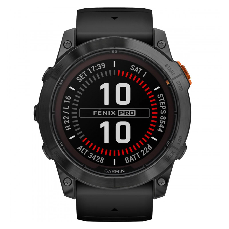 Garmin fenix 7X Pro Sol,Slate Gray Stl w/Black Bnd