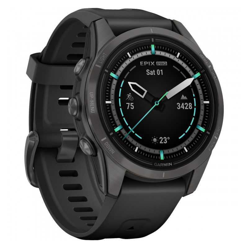 Garmin EPIX PRO, 42mm, Saph, CrbnGry DLC Ti, Black