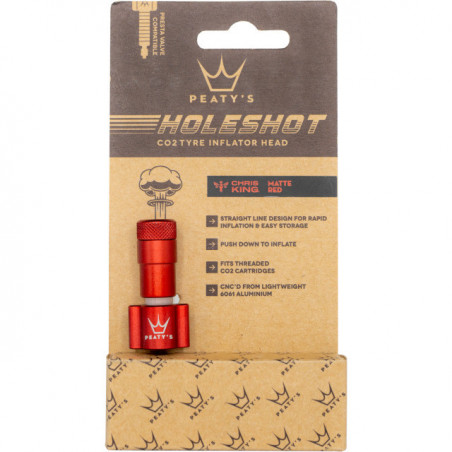 Peaty's Holeshot CO2 Tyre Inflator Head, Red