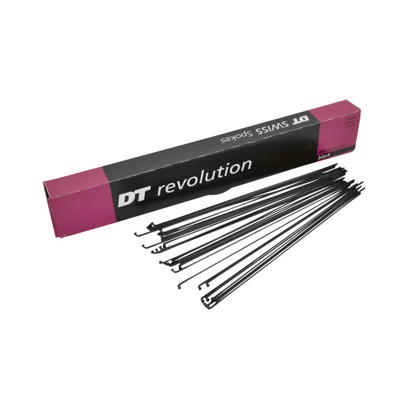 DT Swiss Speichen Revolution schwarz , 2,0/1,5mm, ohne Nippel, Karton a  72 Stk.