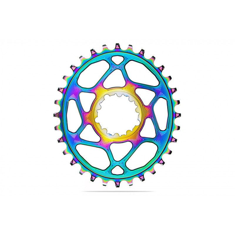 absoluteBLACK, Kettenblatt, OVAL, MTB, für Sram, DIRECT MOUNT, GXP, 3mm Versatz, Boost, PVD RAINBOW oil slick, 28 Zähne