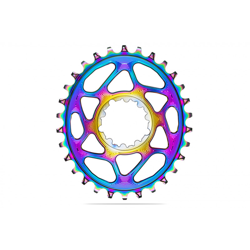 absoluteBLACK, Kettenblatt, OVAL, MTB, für Sram, DIRECT MOUNT, GXP, 3mm Versatz, Boost, PVD RAINBOW oil slick, 34 Zähne