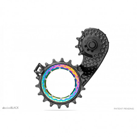 absoluteBLACK, Oversized Pulley Wheel, HOLLOWCage OSPW, Carbon-Ceramic-Pulley, für SRAM AXS 12speed, RAINBOW - oil slick