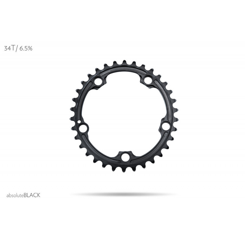 absoluteBLACK, Kettenblatt, OVAL, Road, für Sram 5-Arm-Spider mit hidden bolt, 2-fach 110/5, BLACK only - nur SCHWARZ, 34 Zähne
