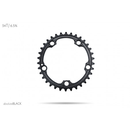 absoluteBLACK, Kettenblatt, OVAL, Road, für Sram 5-Arm-Spider mit hidden bolt, 2-fach 110/5, BLACK only - nur SCHWARZ, 34 Zähne