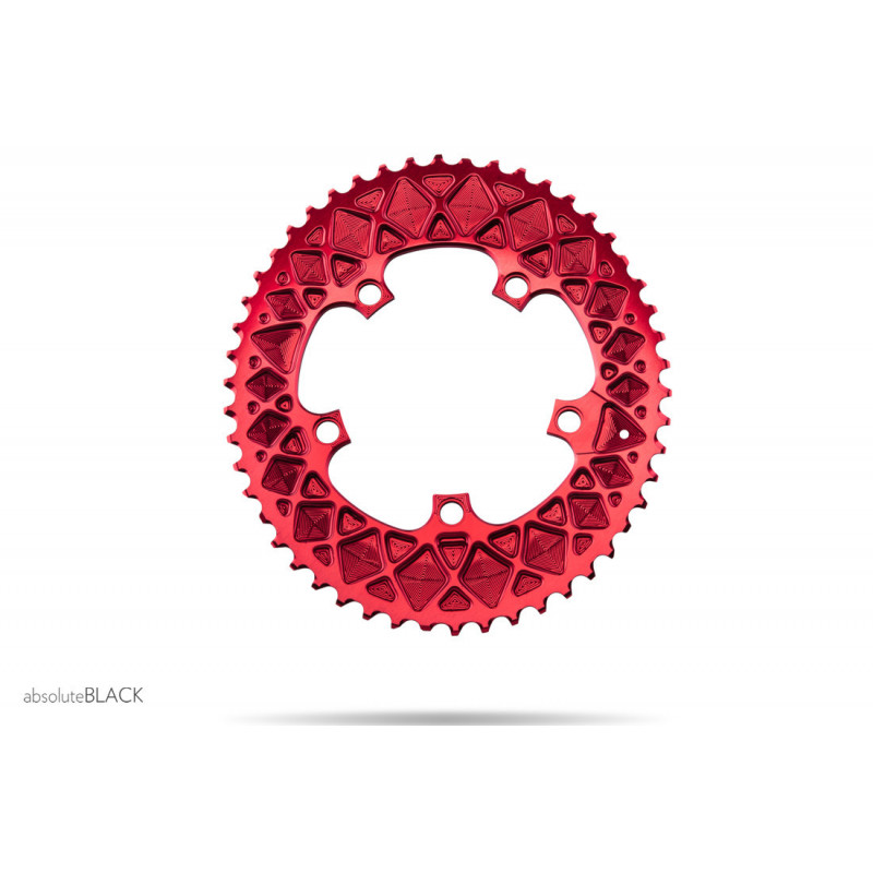 absoluteBLACK, Kettenblatt, OVAL, Road, für Sram 5-Arm-Spider mit hidden bolt, 2-fach 110/5, 50 Zähne, RED - rot - RD