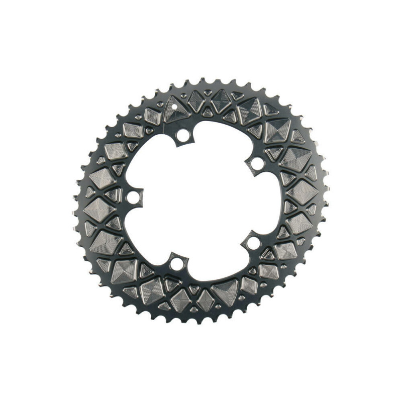 absoluteBLACK, Kettenblatt, OVAL, Road, für Sram 5-Arm-Spider mit hidden bolt, 2-fach 110/5, 52 Zähne, GREY - grau - GR