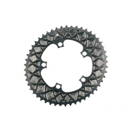absoluteBLACK, Kettenblatt, OVAL, Road, für Sram 5-Arm-Spider mit hidden bolt, 2-fach 110/5, 52 Zähne, GREY - grau - GR