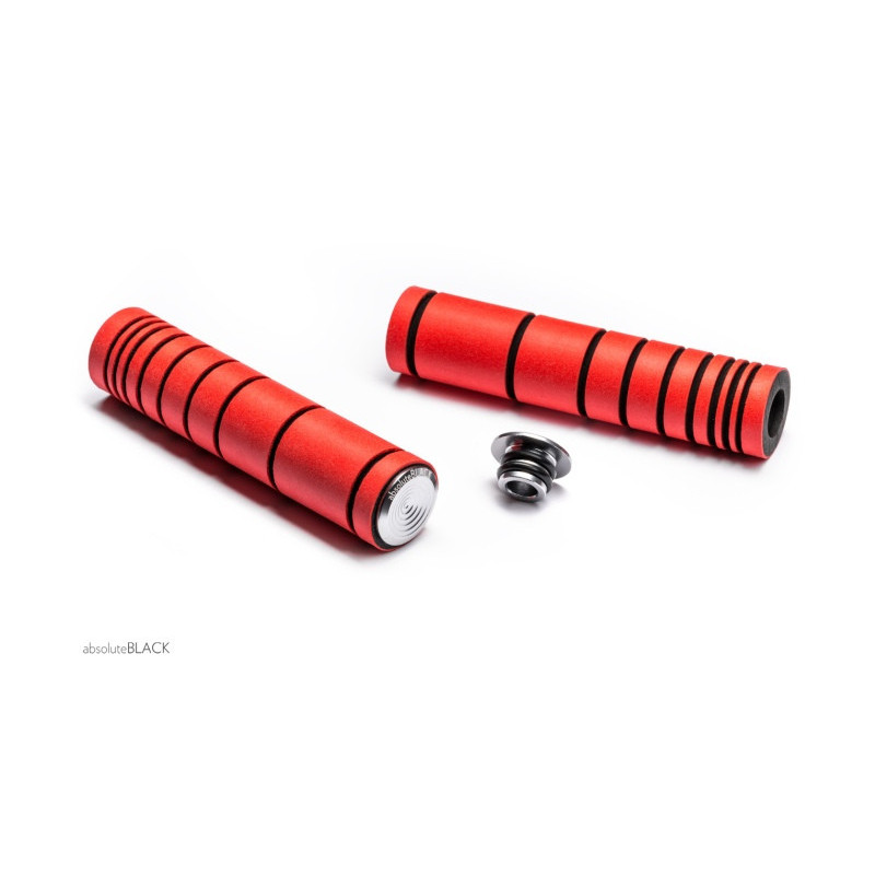 absoluteBLACK, Griffe, SILICONE GRIPS, inkl. Alu-Endkappen, fluo RED/ rot