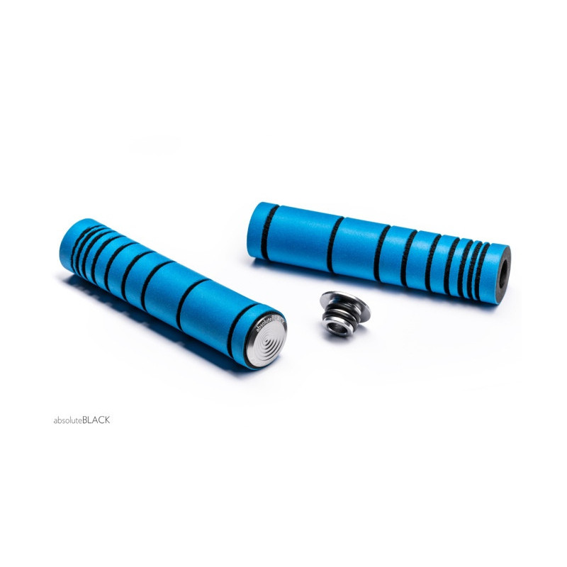absoluteBLACK, Griffe, SILICONE GRIPS, inkl. Alu-Endkappen, fluo BLUE/ blau