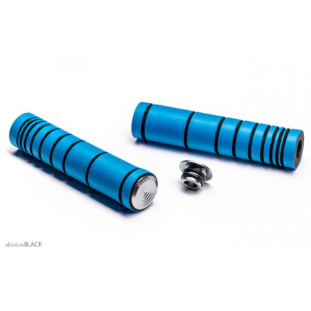 absoluteBLACK, Griffe, SILICONE GRIPS, inkl. Alu-Endkappen, fluo BLUE/ blau