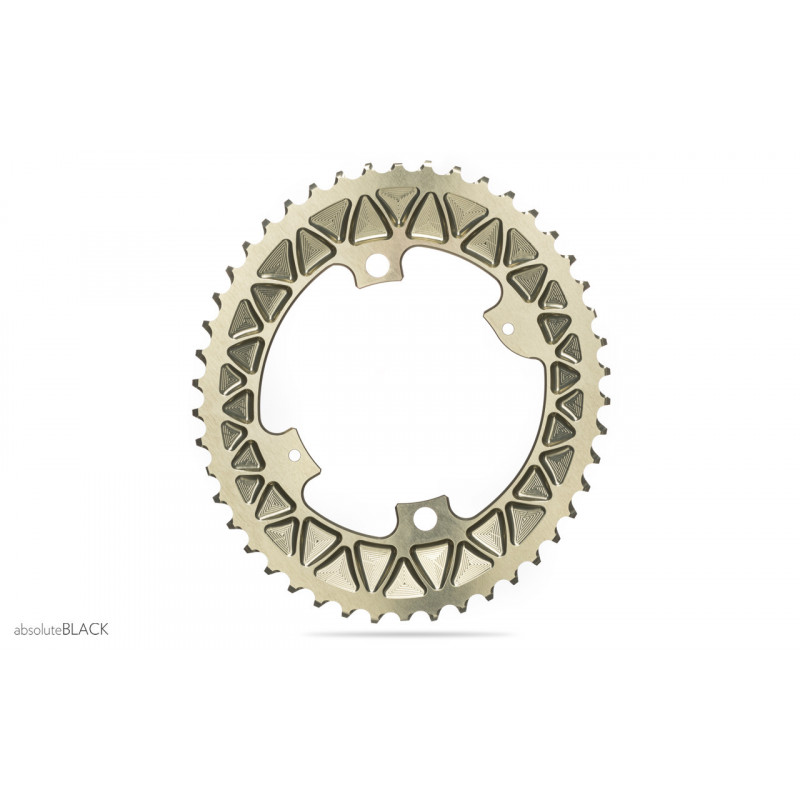 absoluteBLACK, Kettenblatt, OVAL, Road, für Shimano DA R9100 & ULT R8000, 2-fach 110/4, 52 Zähne, CHAMPAGNE - CH