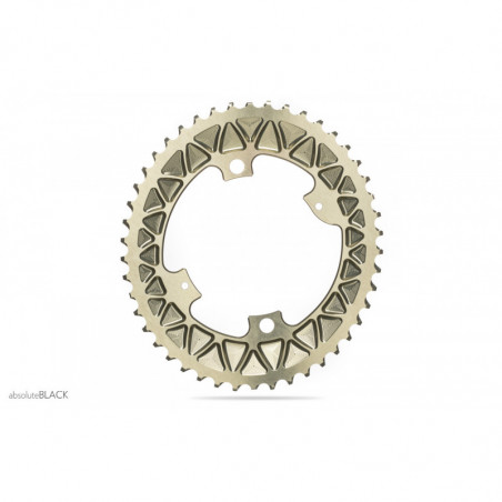 absoluteBLACK, Kettenblatt, OVAL, Road, für Shimano DA R9100 & ULT R8000, 2-fach 110/4, 52 Zähne, CHAMPAGNE - CH