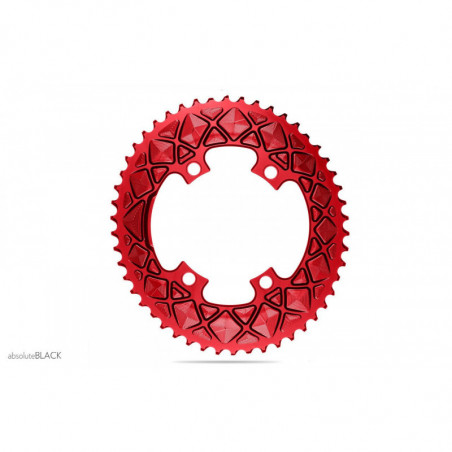 absoluteBLACK, Kettenblatt, OVAL, Road, für Shimano DA9000 ULT6800, 2-fach 110/4, 52 Zähne, RED - rot - RD