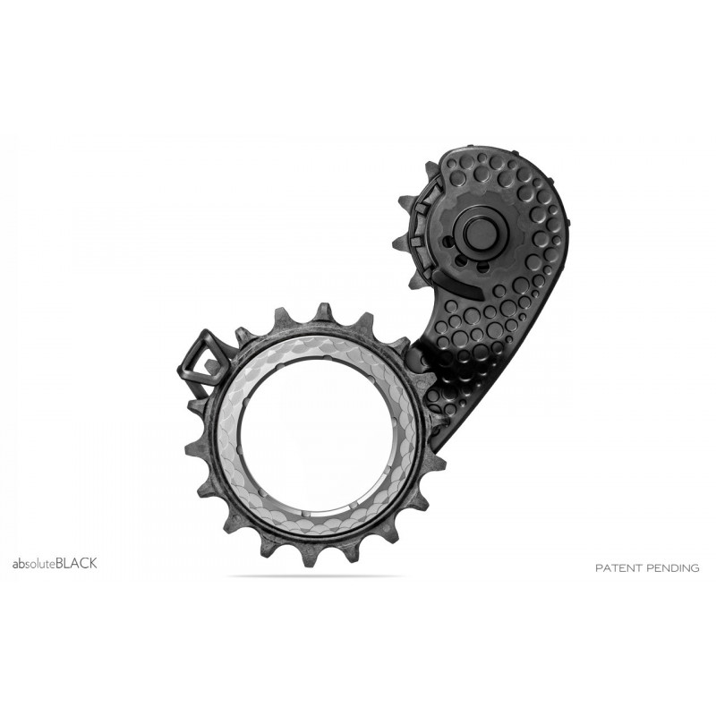 absoluteBLACK, Oversized Pulley Wheel, HOLLOWCage OSPW, Carbon-Ceramic-Pulley, für SHIMANO DuraAce 12speed, TITANIUM - silber