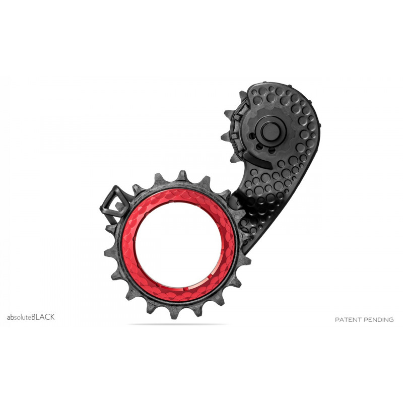 absoluteBLACK, Oversized Pulley Wheel, HOLLOWCage OSPW, Carbon-Ceramic-Pulley, für SHIMANO 11speed, RED - rot