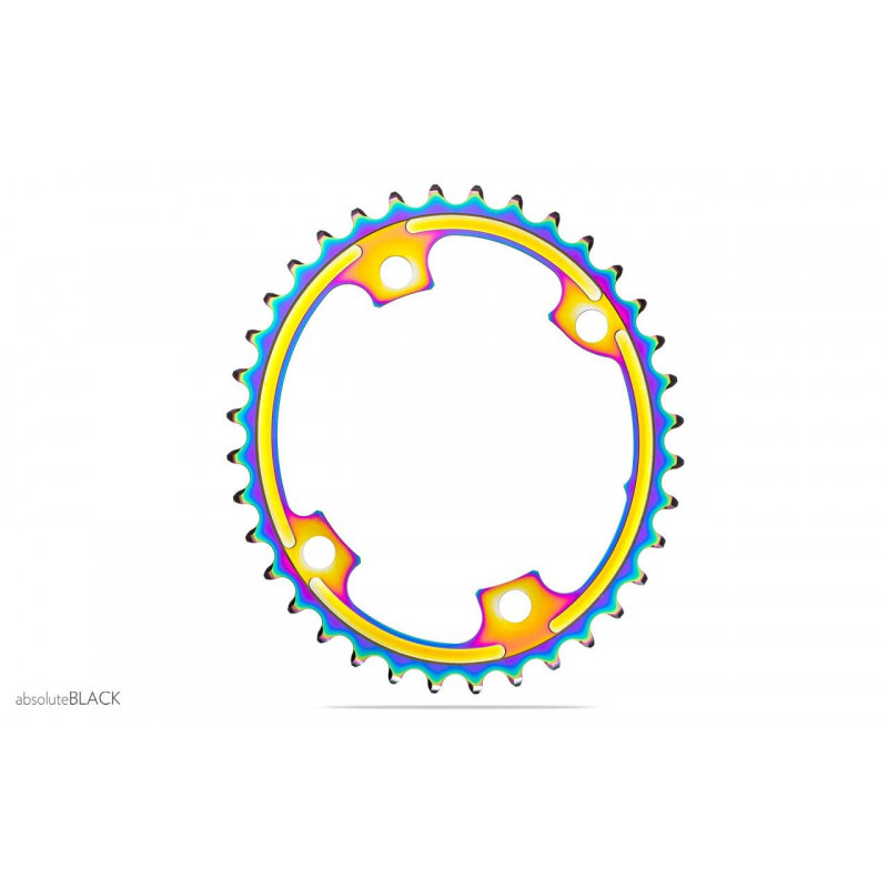 absoluteBLACK, Kettenblatt, OVAL, Road, für Shimano DA R9100 & ULT R8000, 2-fach 110/4, PVD RAINBOW , 36 Zähne