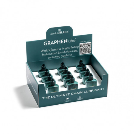 absoluteBLACK, GRAPHENlube, THEKENDISPLAY mit 12 Stück, 12x 50ml, Ketten-Schmiermittel, Kettenwachs flüssig