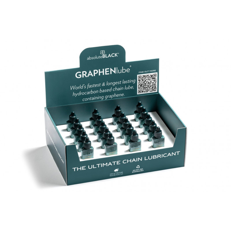 absoluteBLACK, GRAPHENlube, THEKENDISPLAY mit 20 Stück, 20x 14 mL Flaschen, Ketten-Schmiermittel, Kettenwachs flüssig