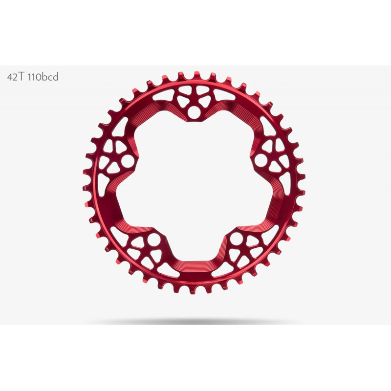 absoluteBLACK, Kettenblatt, RUND, Gravel - Cyclocross, 1x 110/5, 42 Zähne, RED - rot - RD