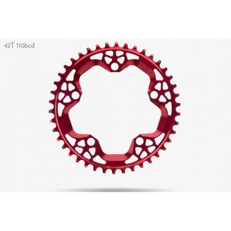 absoluteBLACK, Kettenblatt, RUND, Gravel - Cyclocross, 1x 110/5, 42 Zähne, RED - rot - RD