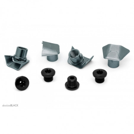 absoluteBLACK, Kettenblattschrauben, Cover & Bolt Set, für Dura Ace 9000, GREY - grau - GR
