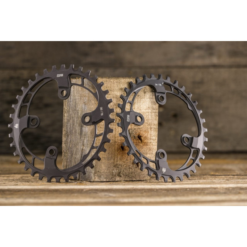 Tune, Kettenblatt XX1, Triebtreter, 4-Loch Spider, Lochkreisdurchmesser 76, 38 Zähne, für SRAM XX1, Aluminium, schwarz