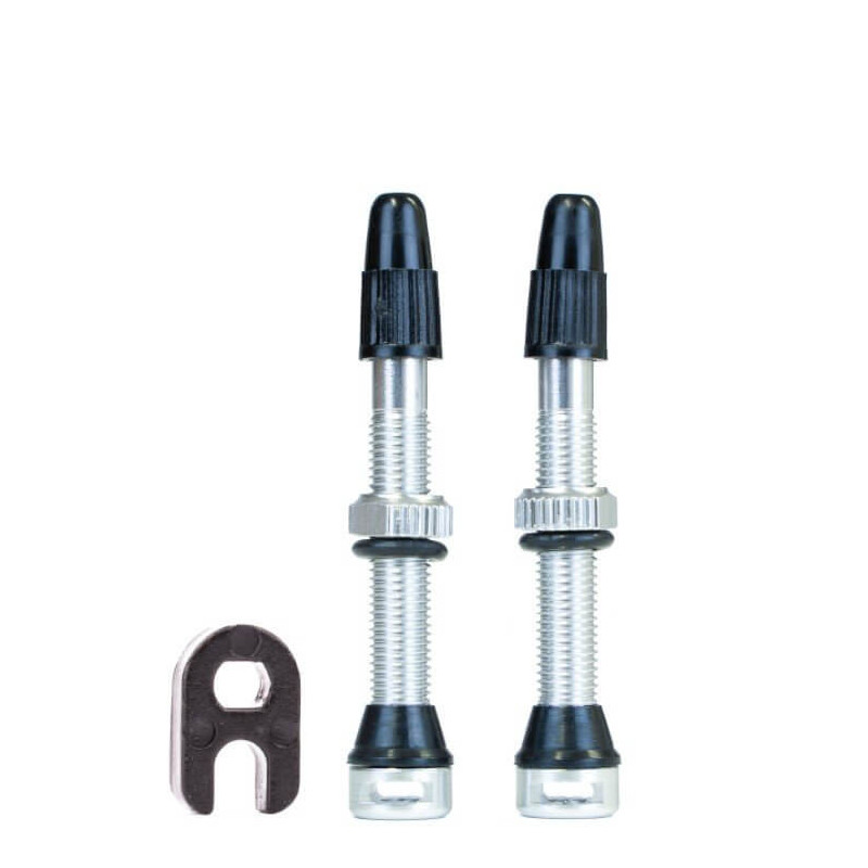 TUNE tubeless Ventil/Valve, 1 Paar (2 Stück), Länge 44mm, Sclaverand, Aluminium, silver