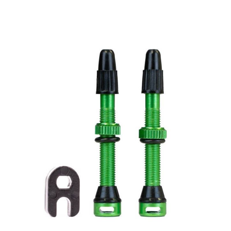 TUNE tubeless Ventil/Valve, 1 Paar (2 Stück), Länge 44mm, Sclaverand, Aluminium, froggy green