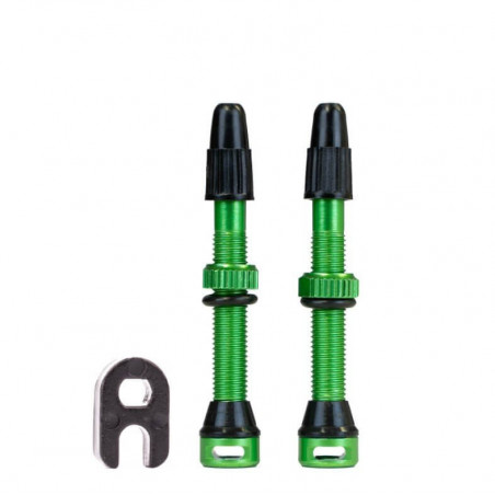 TUNE tubeless Ventil/Valve, 1 Paar (2 Stück), Länge 44mm, Sclaverand, Aluminium, froggy green