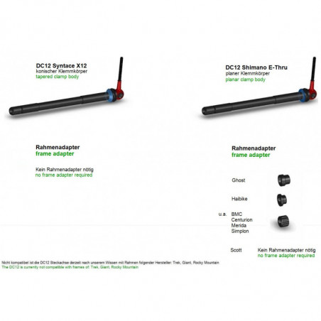 Tune DC12 Hinterrad-MTB-Steckachsenspanner, für Shimano E-Thru System, Aluachse, Schwarz - black - noir