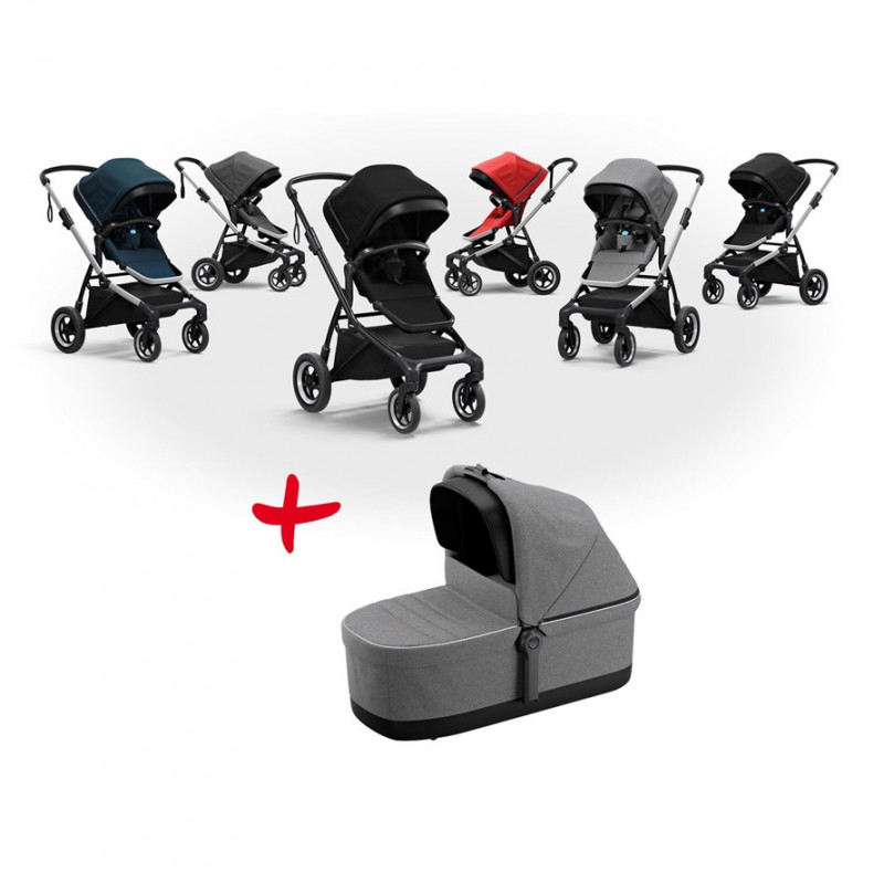 Thule Kinderwagen (Buggy) SLEEK inkl. Bassinet, black, midnight black