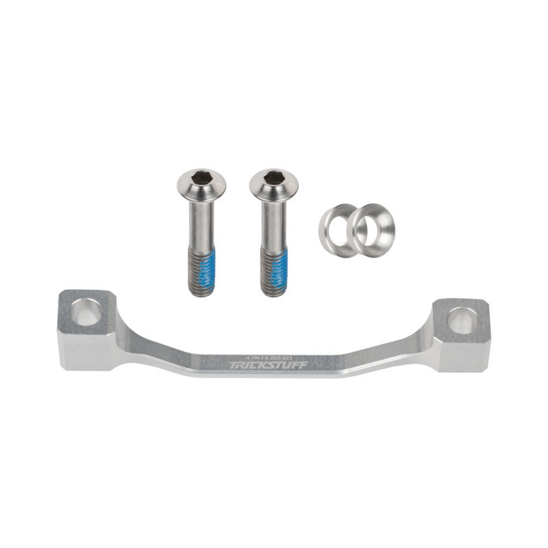 Trickstuff Postmount Adapter 203/223 Fox, Silber inkl. Titanschrauben, für Fox Gabel