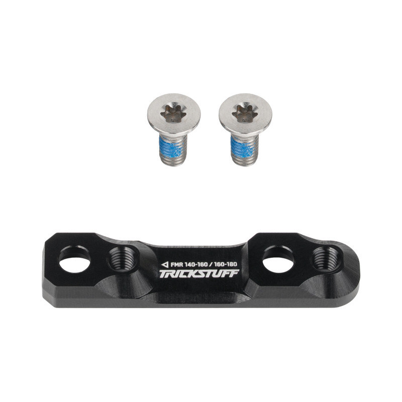 Trickstuff Flatmount Adapter 140/160 - 160/180 hinten, Schwarz inkl. Titanschrauben