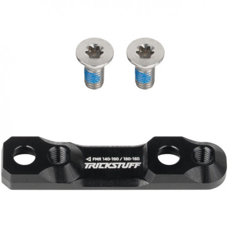 Trickstuff Flatmount Adapter 140/160 - 160/180 hinten, Schwarz inkl. Titanschrauben