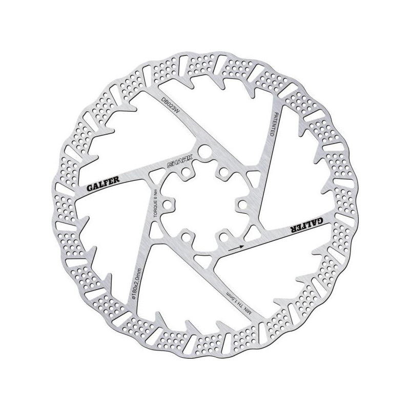 Galfer Shark DB023W 6 Loch 180mm x 2.0mm Bremsscheibe