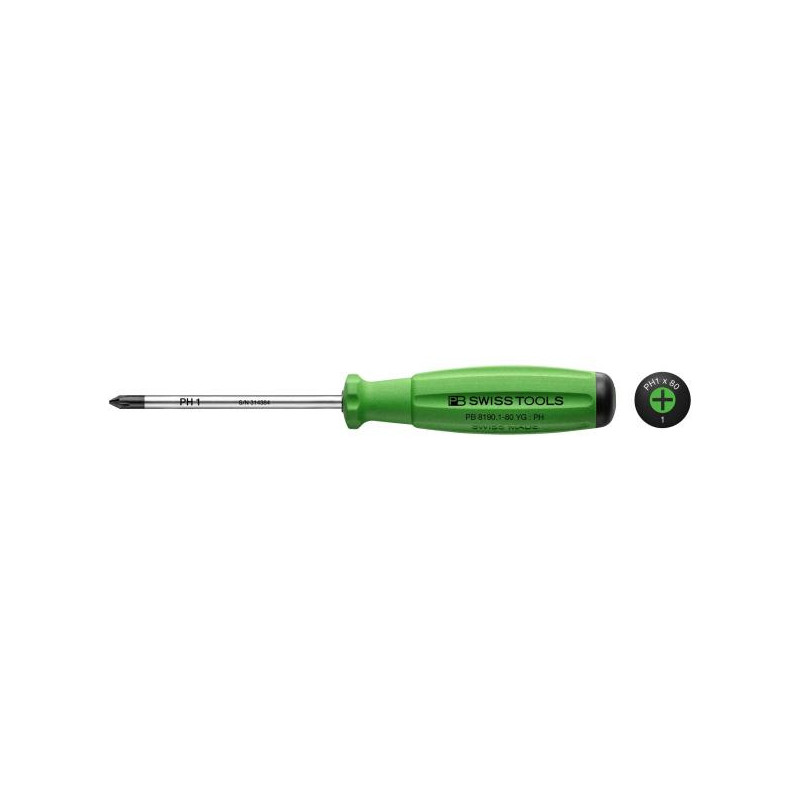 PB Swiss Tools PB 8190 RB SwissGrip Grösse 1 Phillips Schraubenzieher