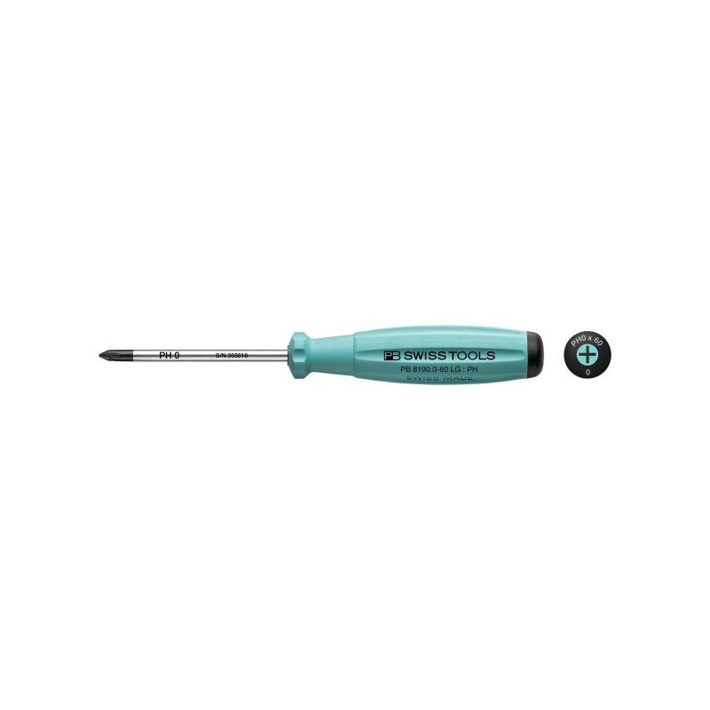 PB Swiss Tools PB 8190 RB SwissGrip Grösse 0 Phillips Schraubenzieher