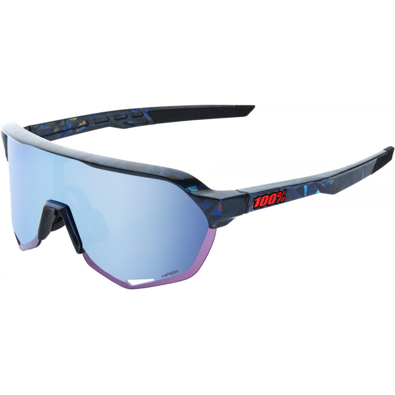 100percent Brille S2 -Black Holographic -HiPER Blue Multilayer Mirror Lens