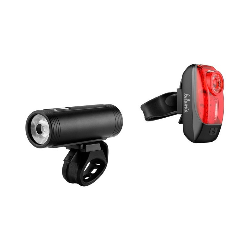 Lelumia Lampe Phoenix 1000 / Rücklicht Beast 150 USB Set, 1000 Lumen inkl. USB-C/ Micro Ladekabel schwarz