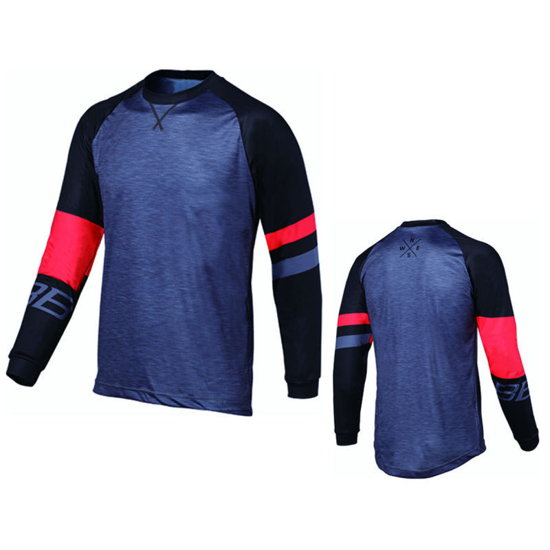 Trikot MTB Langarm Gravity, grau-schwarz-rot XXL