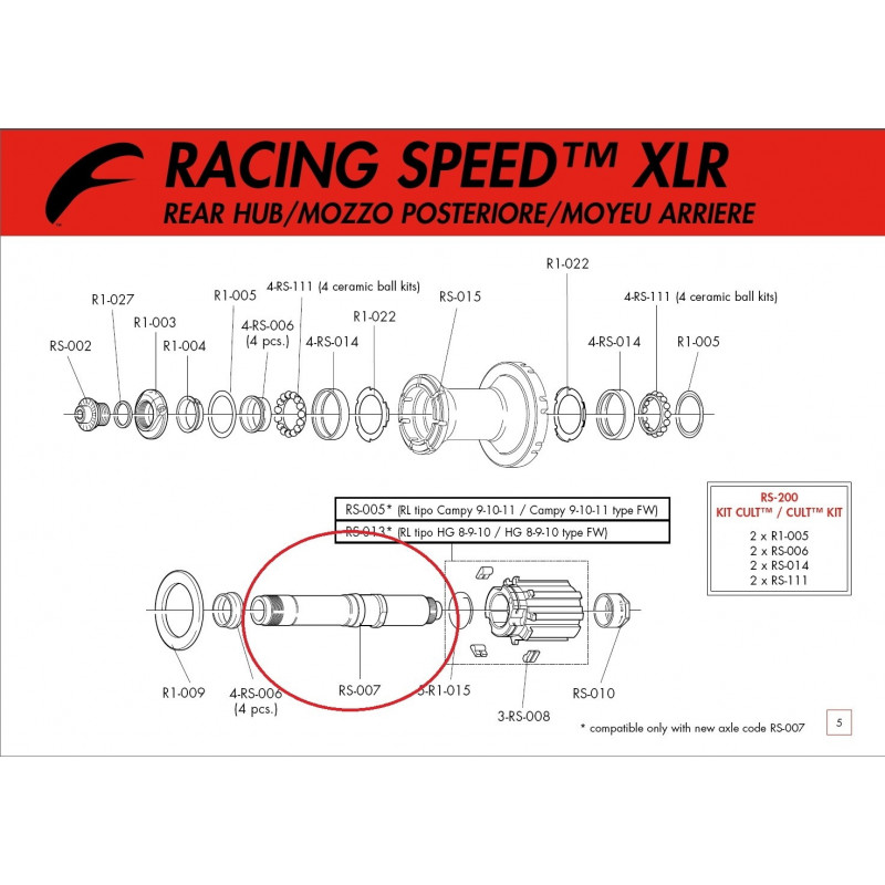 Achse Racing Speed/Red Wind XLR/0/1/3, RS-007 Hinterrad Alu