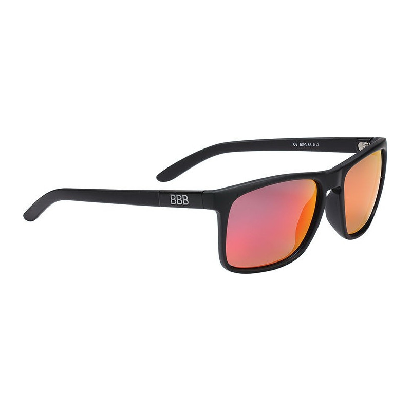 Freizeitbrille Town schwarz matt rot Polarised PC MLC rot Gläser