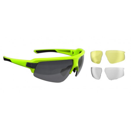 Brille Impulse MLC, matt neon gelb mit Zusatzgläser transparent und gelb