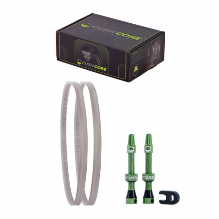 CushCore Pro Gravel/CX. 2 x CushCore Inserts Gravel/CX, 2 x CushCore Tubeless Air Valve Tubeless.