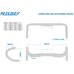 Ritchey Road Lenker Comp 20 Streem III Curve 38cm (c-c), blatte black, 31.8mm Full internal routing & Di2