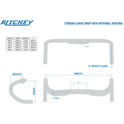 Ritchey Road Lenker Comp 20 Streem III Curve 40cm (c-c), blatte black, 31.8mm Full internal routing & Di2